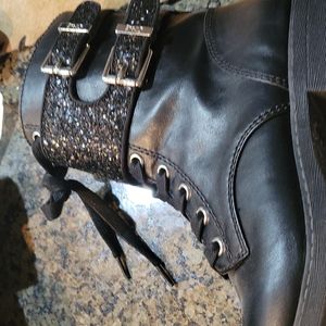 Circus sequined combat boots